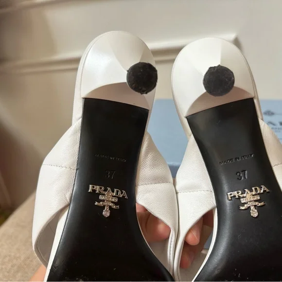 Prada quilted leather sandals with kitten heels 37 - Picture 6 of 7
